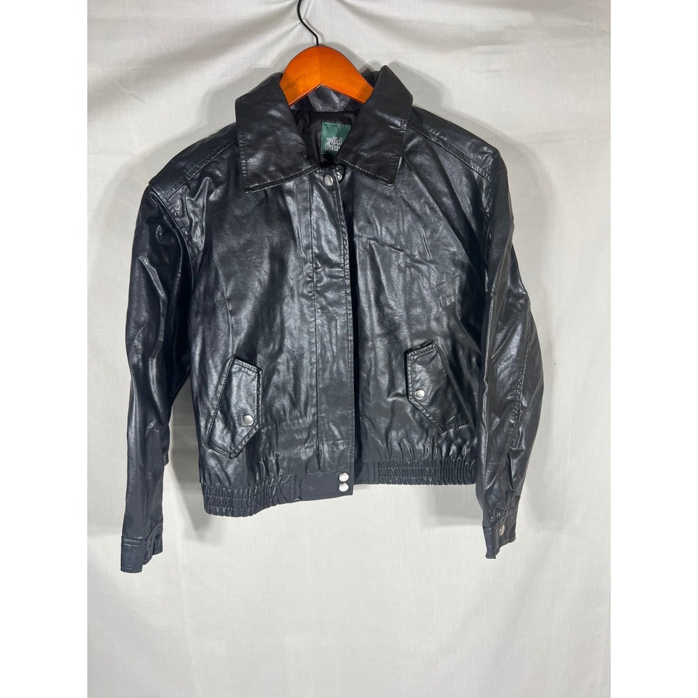 Wild Fable Bomber Jacket Faux Leather Black Womens Size XS